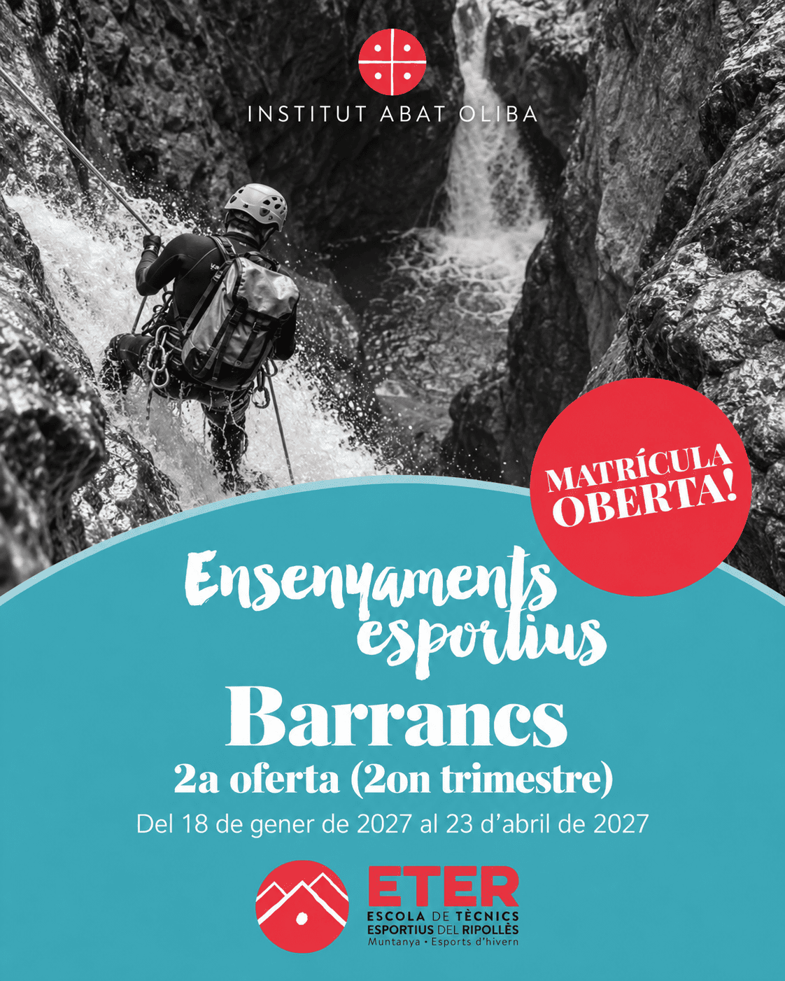 Cartell de matrícula oberta d'ensenyaments esportius: Barrancs