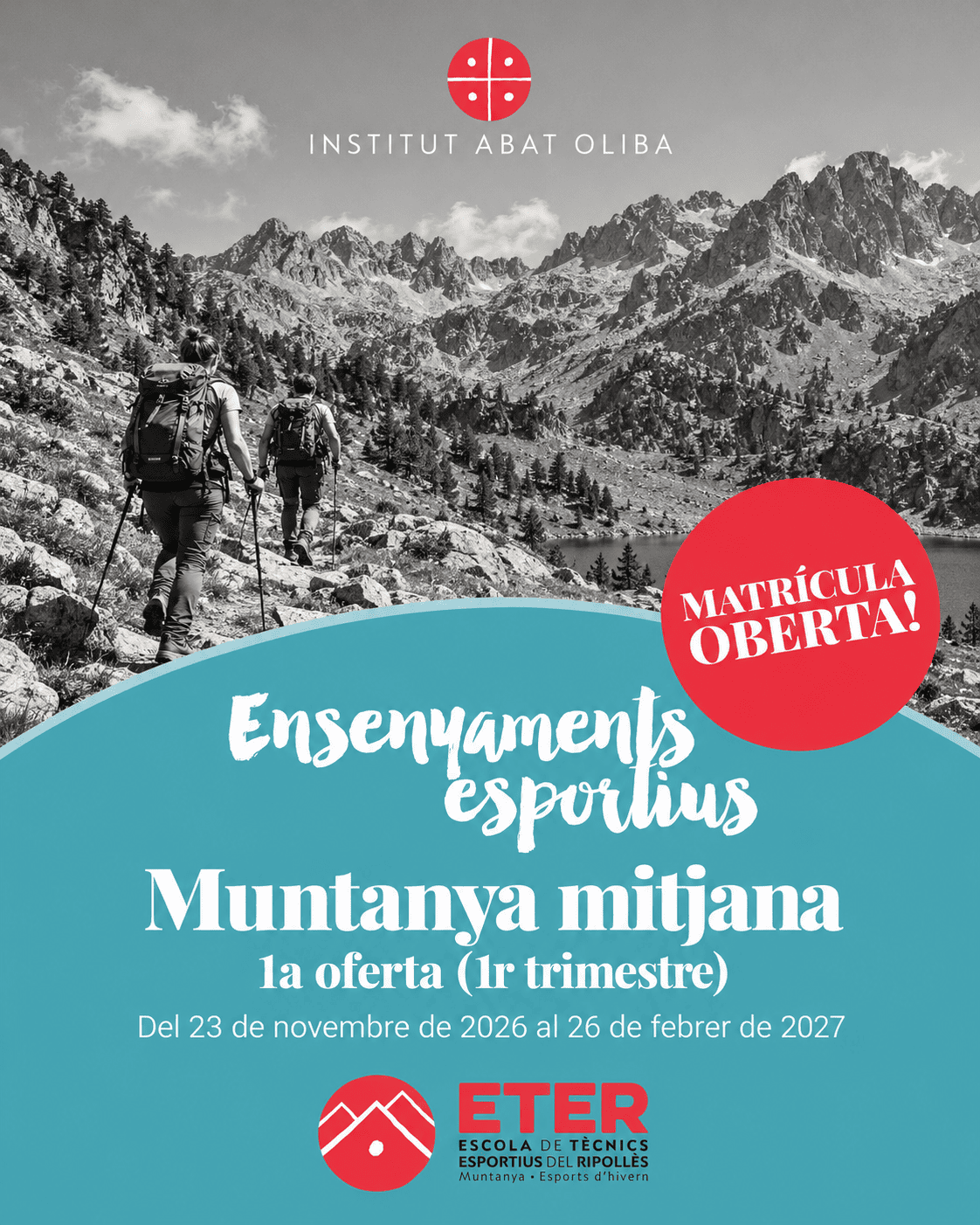 Cartell de matrícula oberta d'ensenyaments esportius: Muntanya mitjana