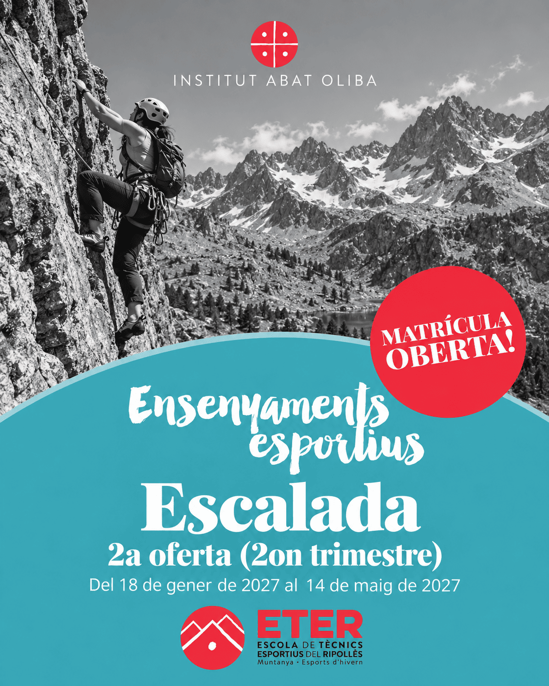 Cartell de matrícula oberta d'ensenyaments esportius: Escalada